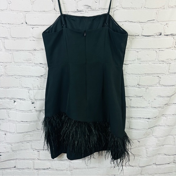 SAM EDELMAN SPAGHETTI ASYMMETRICAL FEATHER BLACK DRESS SIZE 8 - Picture 8 of 16